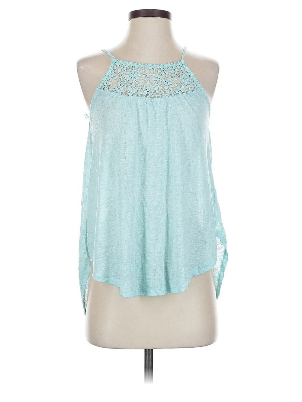 Aeropostale Mint Crochet Yoke Halter Cami